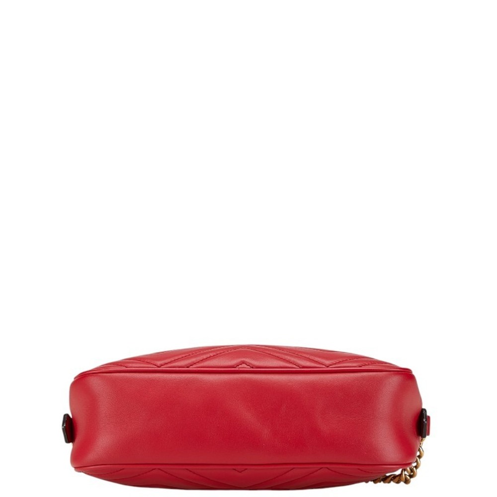 GUCCI Red Leather GG Marmont Shoulder Bag - Picture 3 of 13